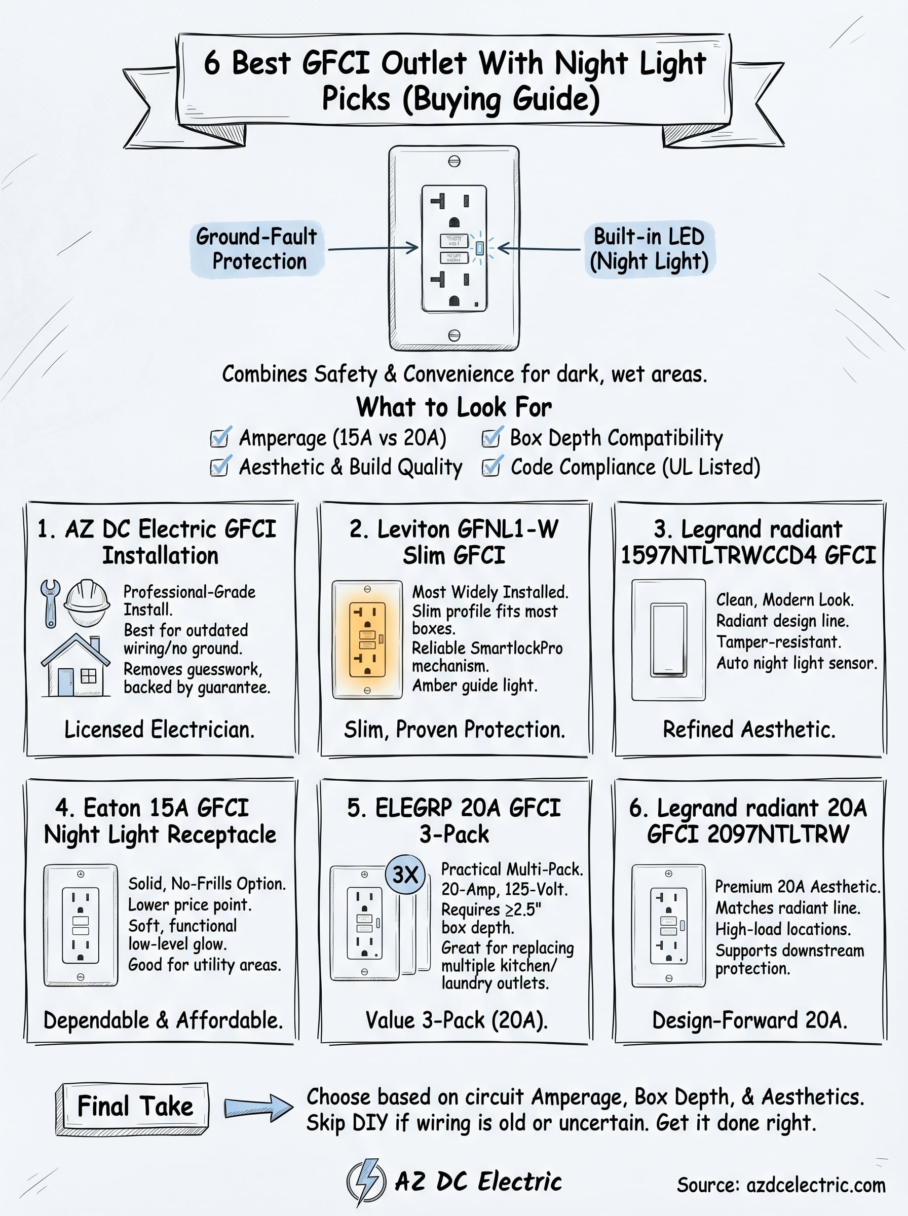 gfci outlet with night light infographic
